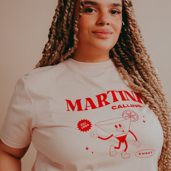 Retro Martini Calling Character T Shirt, 6 of 6