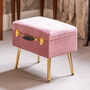 Pink Velvet Storage Stool With Gold Legs, thumbnail 3 of 6