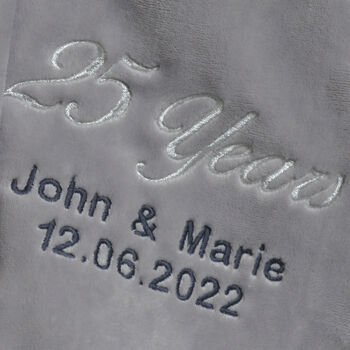 Personalised Silver Wedding Anniversary Grey Blanket, 2 of 5