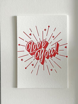 'Love You! Starburst' Little Letterpress Print, 5 of 8