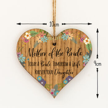 Mother Of The Bride Token Gift Hanging Wood Heart, 3 of 3