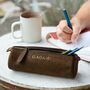 Personalised Buffalo Leather Round Pencil Case, thumbnail 3 of 9