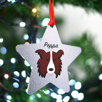 Border Collie Dog Personalised Christmas Decoration, 6 of 10