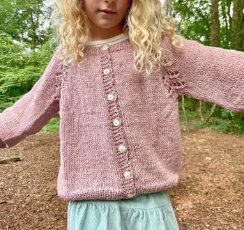 The Kids Hand Knitted Pink Eyelet Cardigan, 3 of 4