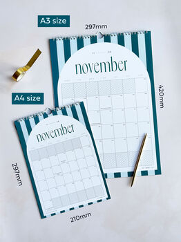 2026 A4 Or Large A3 Monthly Wall Calendar | Candy Stripes, 9 of 10