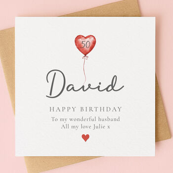Personalised Birthday Balloon Card For Husband, 2 of 5