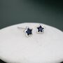 Sterling Silver Darkest Blue Cz Star Stud Earrings, thumbnail 1 of 12