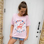 Christmas Rock And Roll Women's Slogan T Shirt In Pink, thumbnail 4 of 4