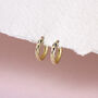 9ct Solid Gold Faceted Huggie Hoops Earrings, thumbnail 2 of 3