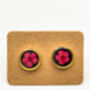 Ear Studs With Red Flowers In Black Lacquer, thumbnail 4 of 8