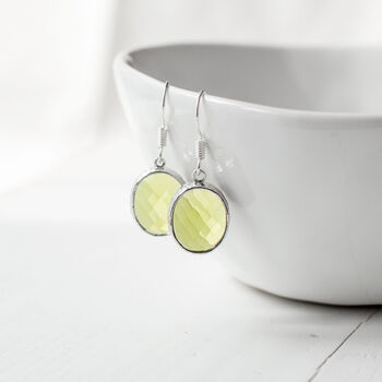 Lime Green Faceted Glass Earrings, 2 of 6