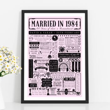 Personalised 40th Ruby Wedding Anniversary Poster, 7 of 9