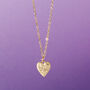 Textured Gold Plated Starry Heart Valentines Necklace, thumbnail 3 of 5