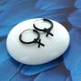 Black Cross Hoop Earrings, thumbnail 1 of 2