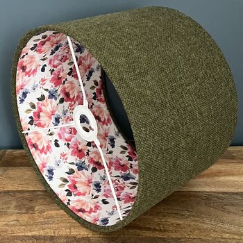 Camilla Tussock Green Tweed Floral Lined Lampshades, 6 of 7