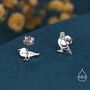 Mismatched Seagull And Pigeon Stud Earrings In Sterling Silver, thumbnail 4 of 12