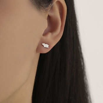 Baby Pig Stud Earrings In Sterling Silver, 6 of 12