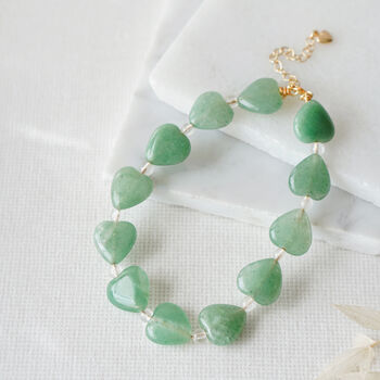 Green Aventurine Love Heart Crystal Anklet Bracelet, 2 of 5