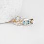 Molten Sterling Silver Blue Topaz And White Opal Ring, thumbnail 3 of 8