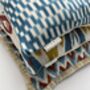 Square Ikat Silk Cushion Vibrant Blue Tile, thumbnail 7 of 8