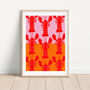Lobster Repeat Colourful Art Print, thumbnail 1 of 3