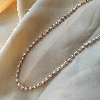 Single Strand Ethnic Beaded White Pearl Mala Necklace, 3 of 5