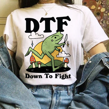 'Dtf Down To Fight' Funny Frog Shirt, 2 of 8