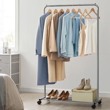 Rolling Clothes Rack With Shelf And Lockable Wheels, 5 of 12