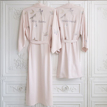Personalised Bridal Butterfly Long Dressing Gown, 2 of 8