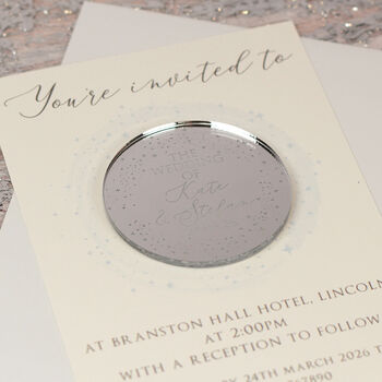 Sparkly Circle Wedding Invitation Magnet, 2 of 9