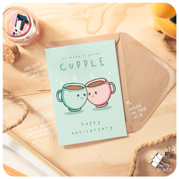 Cute Pun Happy Anniversary Card, Husband Wife Partner, 2 of 4