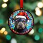 Staffie Black In Santa Hat Suncatcher Decoration, thumbnail 4 of 6