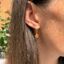Barcelona July Birthstone Hook Earrings Carnelian, thumbnail 2 of 4