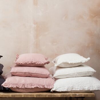Oli Ruffle Linen Cushion Blush, 3 of 8