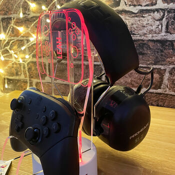 Neon Red Games Controller And Headset Stand, 4 of 4