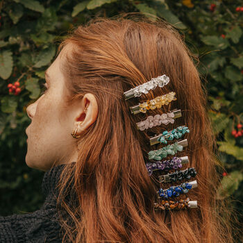 Lapis Lazuli Crystal Hair Clip Set Of Two, 4 of 5