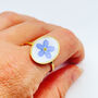 Real Forget Me Not Ring Adjustable Hand Made Oval, thumbnail 1 of 10
