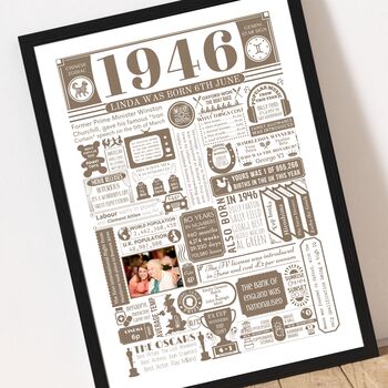 1946 Personalised 80th Birthday Print With Photo, 4 of 8