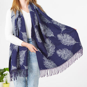 Cashmere Feather Print Scarf, 8 of 8