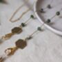 Dainty Moss Agate Stone Fine Glasses Chain Adorned With Hexagons, thumbnail 3 of 6