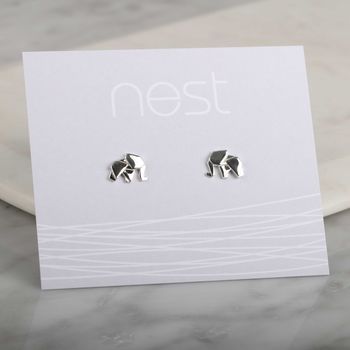 Stunning Silver Origami Elephant Earrings, 5 of 6