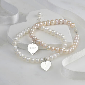 Pearl Bracelet For Mum With Personalised Heart, 3 of 5