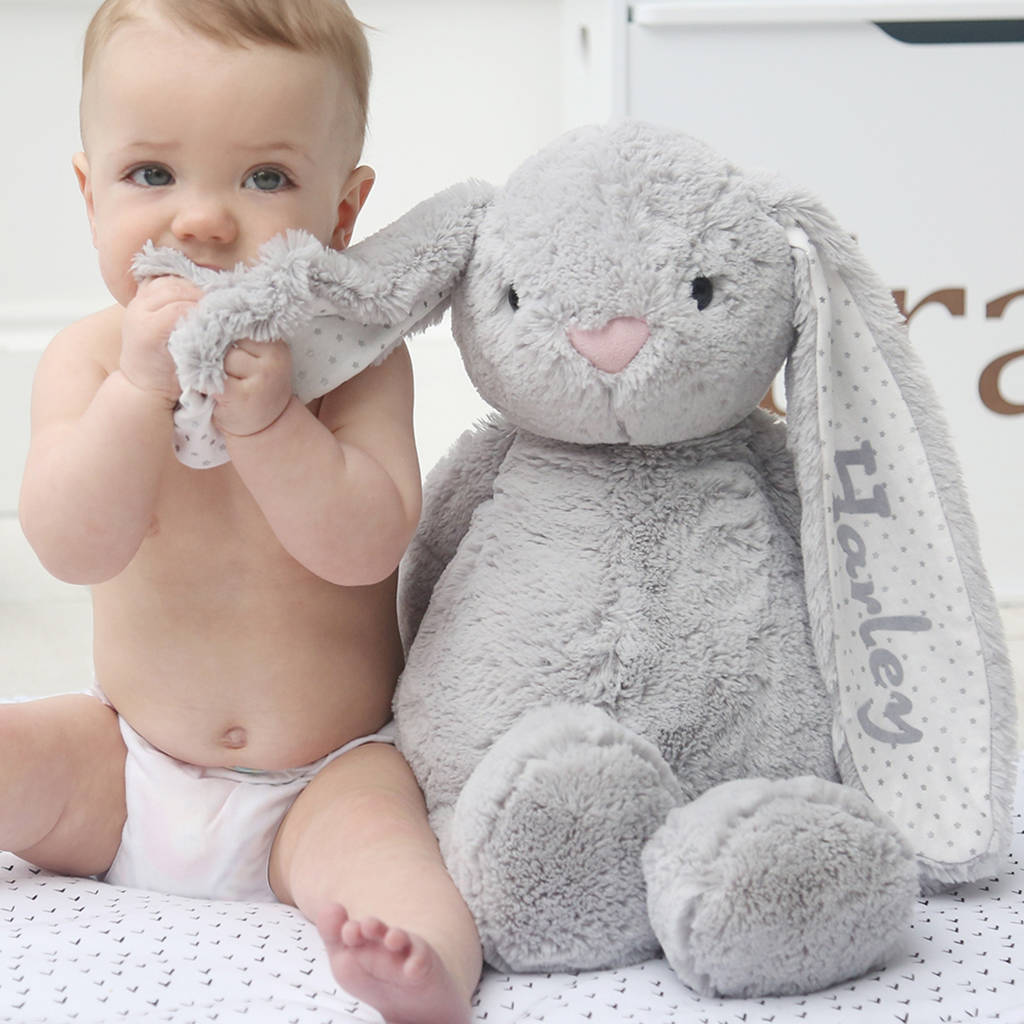 Personalised Large Grey Bunny Soft Toy