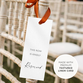 Reserved Row Sign With Satin Ribbon – Wedding Aisle Signage, 2 of 11