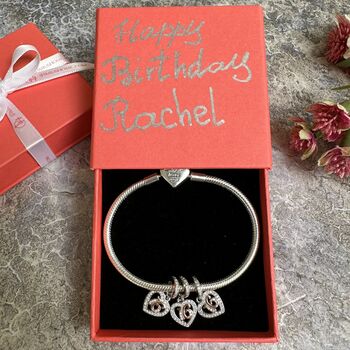 16th Birthday Charm Personalised Silver Bracelet Gift, 7 of 8