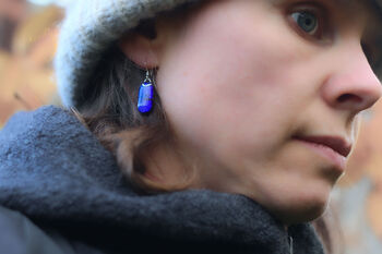 Blue Glass Drop Earrings, 2 of 4