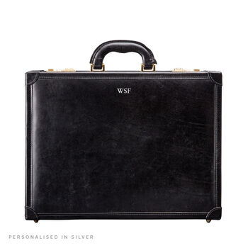 Personalised Luxury Leather Attaché Case. 'The Scanno', 4 of 12