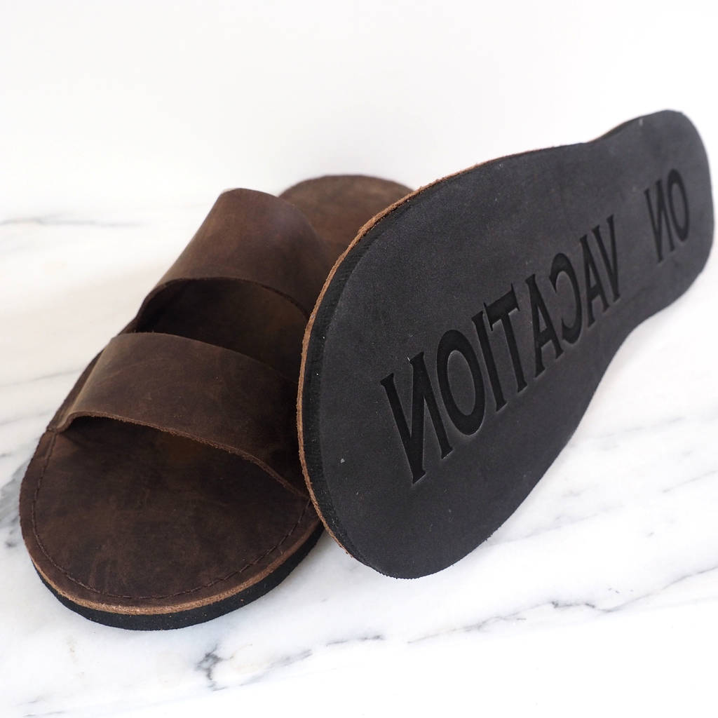 Personalised Sand Print Handmade Mens Leather Sandals By Stabo