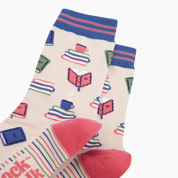 Book Lover Bamboo Socks In Cream, 2 of 4
