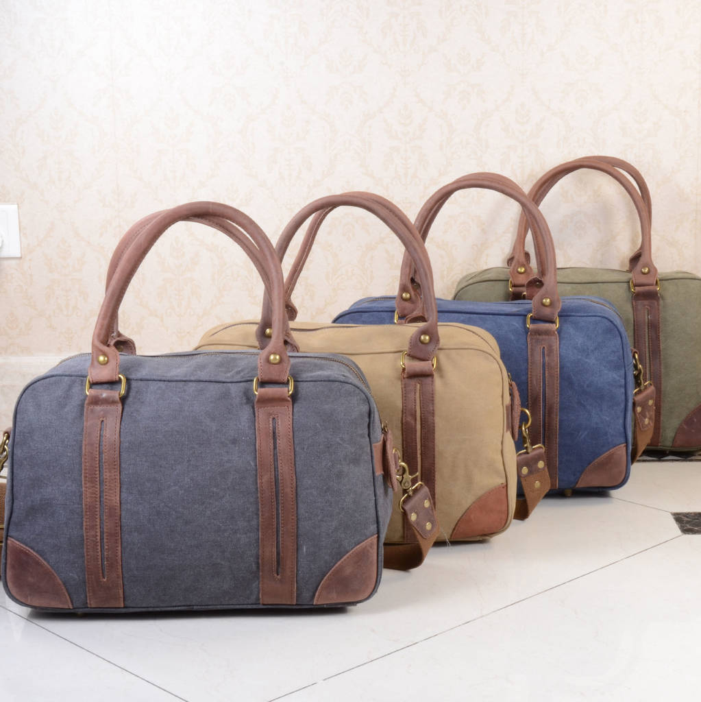 personalised canvas travel boarding bag by eazo